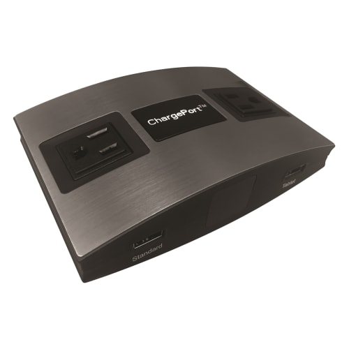 TeleAdapt ChargePort Desktop Charging Station, 2 Power Outlets, 2 USB Ports, Brushed Nickel